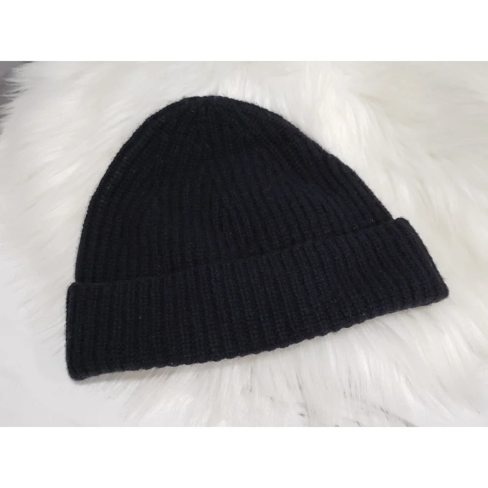 LOT 2 BIG KID TEEN CASHMERE & WOOL BLEND - black beanie hat knit winter warm SKI